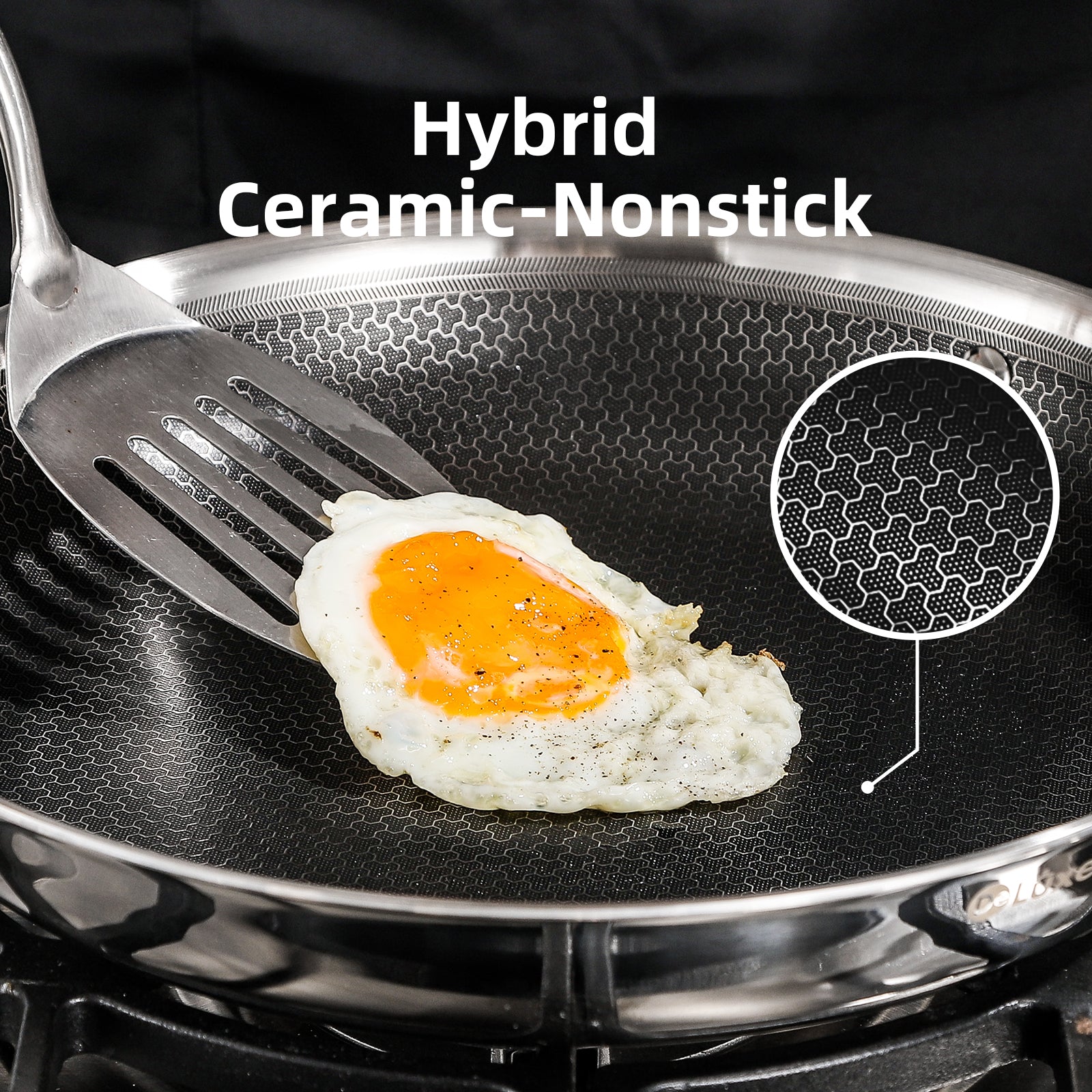 13-Piece Hybrid Ceramic Nonstick Stainless Steel Cookware Set - Deluxe Cookware